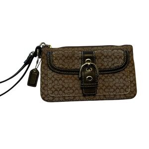 Coach Brown and Tan Vintage Monogram Wristlet